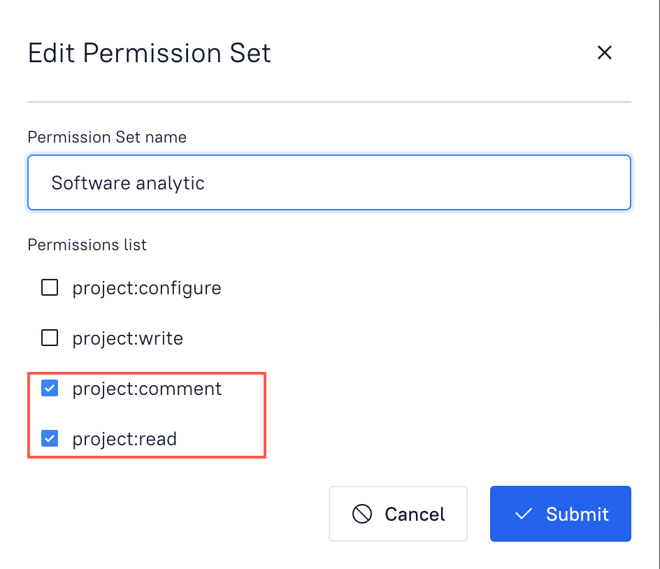 Editing permission sets