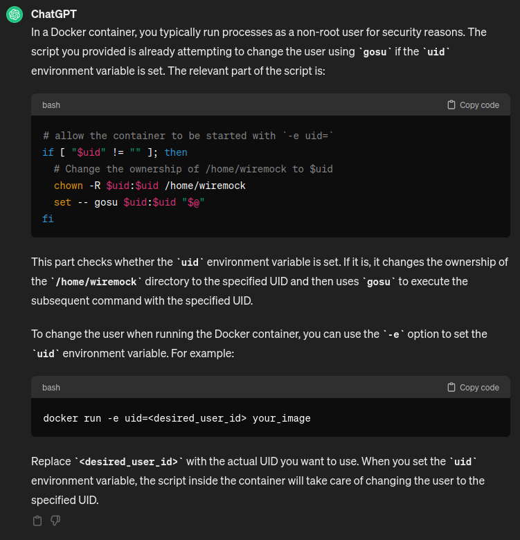 Changing the user in the bash script