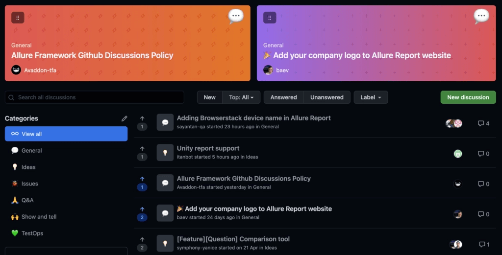 Screenshot for Discussions