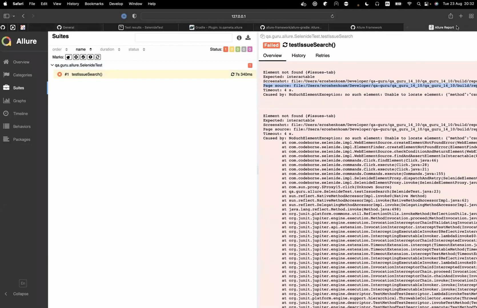 Exception in Allure Report