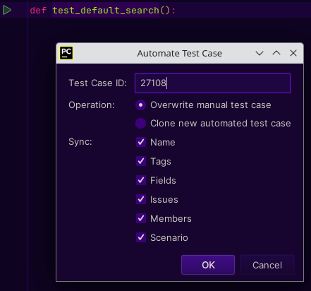 Importing a test case