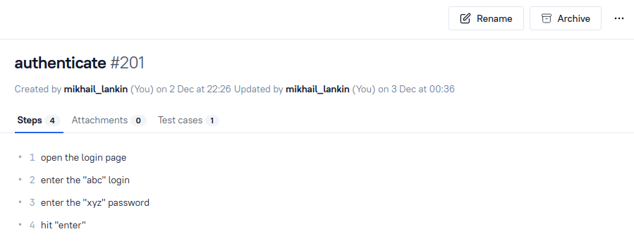 Nested steps and attachments inside a shared step