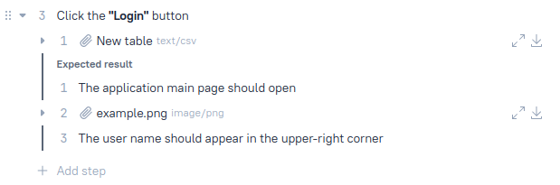 Attachments in expected results