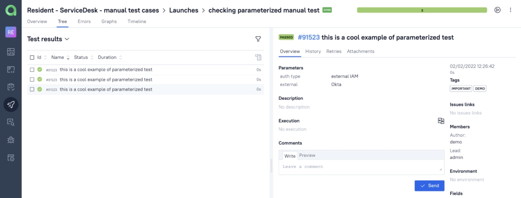 Parameterized tests