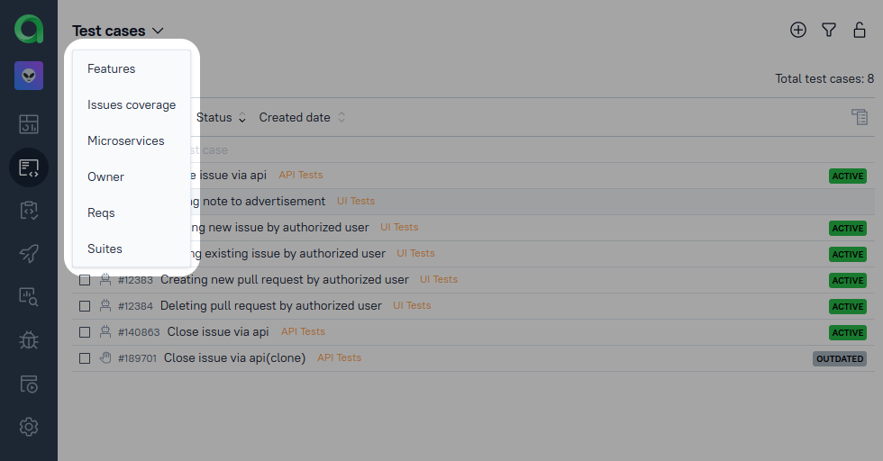 Choosing a view for the test cases